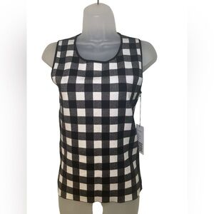 Rondina New Black White Gingham Sweater Tank Size XS